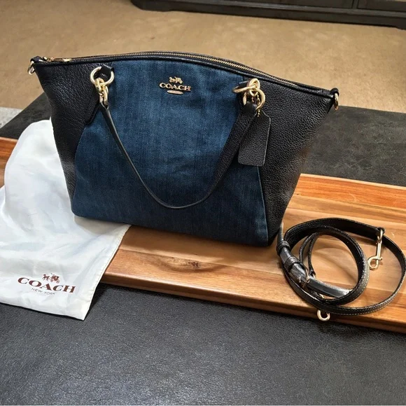 NEW WITHOUT TAGS! Coach Black and Denim Blue Bag with crossover option. - Picture 10 of 12